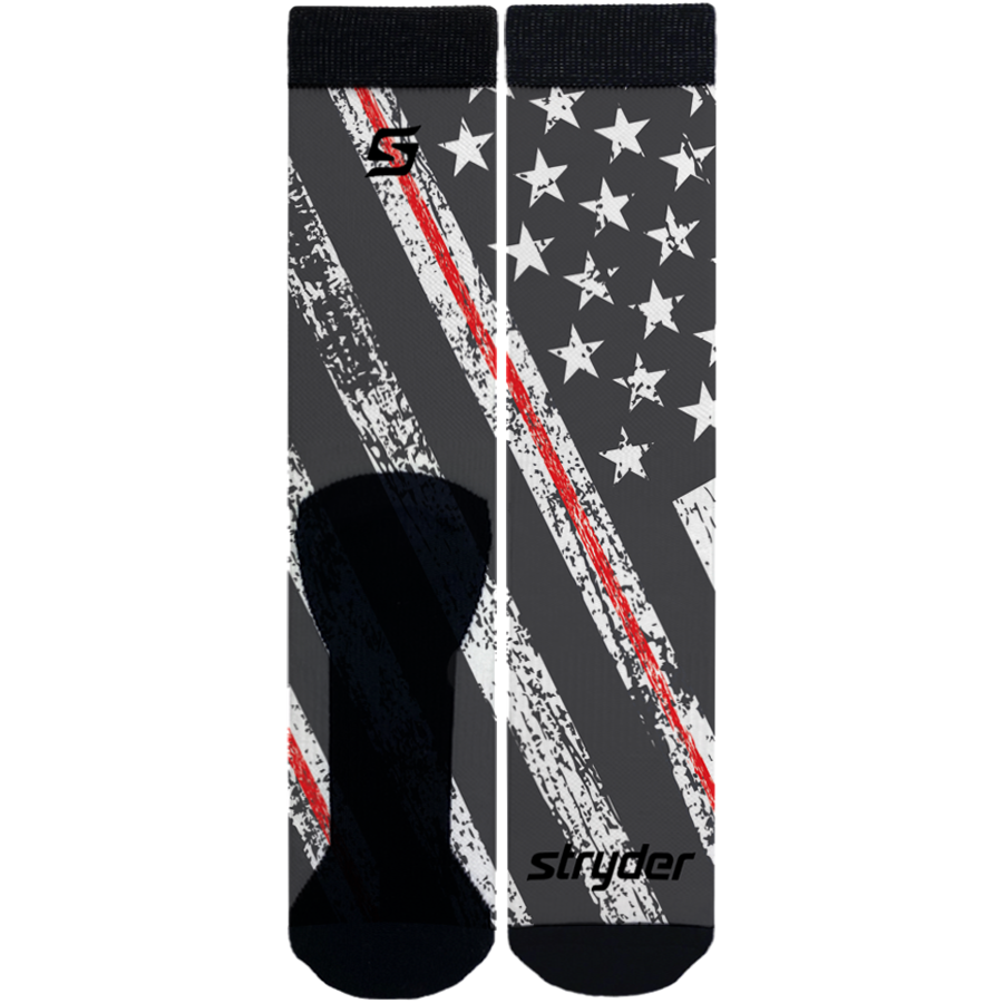 Thin White and Red Line Socks