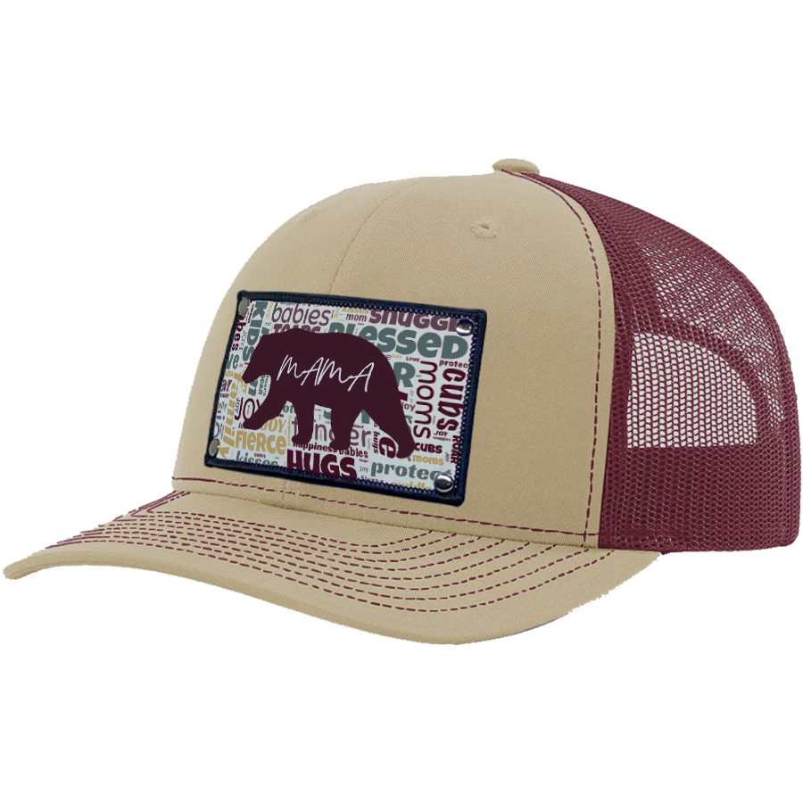 Mama Bear Khaki & Burgundy Trucker Hat