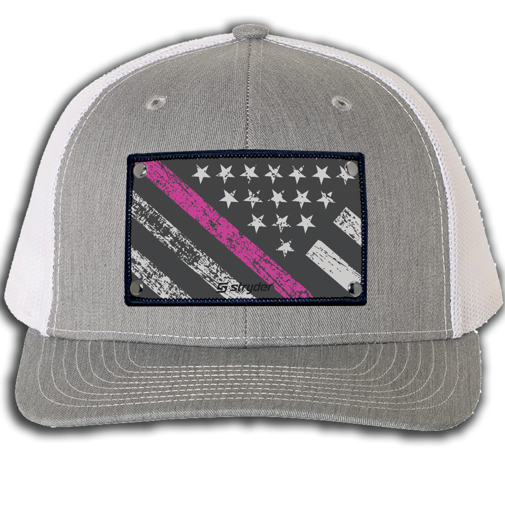 Thin Pink Line Heather Gray & White Trucker Hat - Stryder Gear